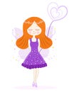 Cute purple fairy girl vector background