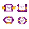 Cute purple labels with golden ribbons