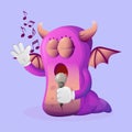 Cute purple monster singing, sing a song Royalty Free Stock Photo