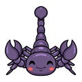 Cute purple scorpion cartoon character