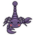 Cute purple scorpion cartoon character