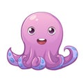 Cute purple smiling octopus Royalty Free Stock Photo