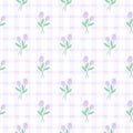 Cute purple tulip flower seamless pattern background