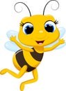 Cute queen bee cartoon Royalty Free Stock Photo