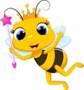 Cute queen bee cartoon Royalty Free Stock Photo