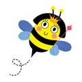 Cute Queen Bee holding scepter animal cartoon character vector illustration Royalty Free Stock Photo