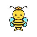 Cute queen bee mascot character cartoon icon illustration vector flat style Royalty Free Stock Photo