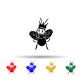 cute queen bee multi color style icon. Simple glyph, flat vector of beekeeping icons for ui and ux, website or mobile application Royalty Free Stock Photo