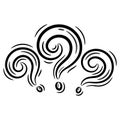 cute question marks drawing clipart sticker sketch for coloring