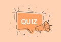 Cute quiz icon symbol on pastel orange background