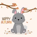 Cute rabbit autumn animal character Vector