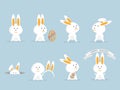 Cute rabbit or bunny happy easter set Royalty Free Stock Photo