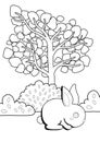 Cute Rabbit Bunny Woodland Animals Coloring Pages A4 for Kids and Adult Royalty Free Stock Photo