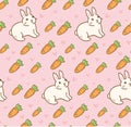 Cute rabbit with carrot seamless pattern