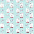 Cute rabbit cartoon with blue blackguard seamless pattern Royalty Free Stock Photo