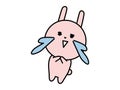 A cute rabbit character cry with joy. Humorous illustrations.