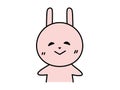 A cute rabbit character smiles shyly. Heartwarming gentle taste.