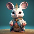 Cute Rabbit In Chinese Dunhuang Costume: A Stunning Folk Art Piece