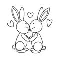 Cute rabbit couple love hugging. Royalty Free Stock Photo