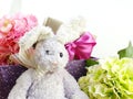 Cute rabbit doll and giftbox easter day decoration