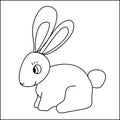 Cute rabbit drawn with a black line with a doodle style.