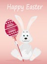 Cute rabbit with of Easter eggs on stick. Happy hare. An invitatiion