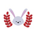 Cute rabbit easter season character with wreath leafs