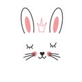 Cute Rabbit face. Cartoon animal simple portrait, vector illustration Royalty Free Stock Photo