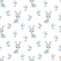 Cute rabbit family seamless pattern