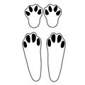 Cute rabbit footprints. Isolated illustration on a white background. Vector illustration. Royalty Free Stock Photo