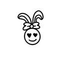 Cute rabbit head. Bunny with a bow