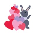 Cute rabbit hearts love