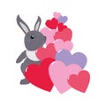 Cute rabbit hearts love