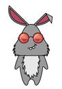 Cute rabbit in hipster sunglasses . Animal cartoon vector illustrtation Royalty Free Stock Photo