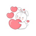 Cute rabbit holding a big heart love. Royalty Free Stock Photo