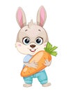 Cute Rabbit holding fresh carrot