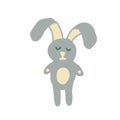 Cute rabbit icon, sticker, card, poster. vector hand drawn doodle. grey. child