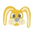 Cute rabbit icon, sticker. hand drawn. illustration for children. yellow, gold, animal, Easter bunny