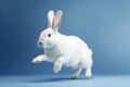 Cute Rabbit isolated on blue background. Created Generative AI