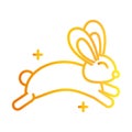 Cute rabbit jump animal white background gradient style icon