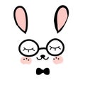 Cute rabbit. Kawaii Bunny. Sweet little Hare. Cartoon animal face for kids. Print for toddlers and babies fashion