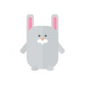 Cute rabbit with long ears, gray bunny, childish simple funny pet