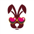 Cute rabbit love glasses icon logo