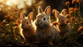 Cute rabbit in nature, young and fluffy, sitting on grass generated by AI