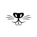 Cute rabbit nose minimalist black on white vector illustration. Cute rabbit icon. Animal nose and teeth logo