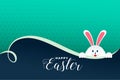 Cute rabbit peeping out easter day background