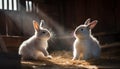 Cute rabbit pets, small and fluffy, sitting in nature generated by AI
