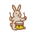 Cute Rabbit Playing the Drums Royalty Free Stock Photo