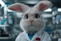 Cute rabbit scientist in lab coat and glasses Royalty Free Stock Photo