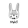 Cute rabbit, simple bunny face cartoon style. Vector illustration Royalty Free Stock Photo
